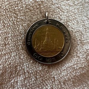 Bezel set coin necklace pendant